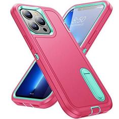 Imagem de Capa de telefone à prova de choque para iphone 13 12 11 pro max luxo suporte de metal capa traseira para iphone 13 mini 11pro 12pro 13pro, rosa vermelha, ciano, para iphone 13 pro