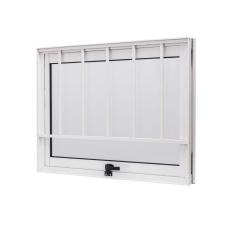 Imagem de Janela de Alumínio Maxim-Ar 60x80cm com Grade e Vidro Boreal Cristal Ramassol Branco