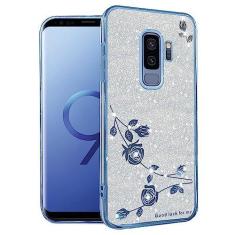 Imagem de Kainevy Capa de telefone para Samsung Galaxy S9 Plus capa com glitter rosa floral para mulheres meninas linda capa brilhante para Samsung S9 Plus capa fina de silicone transparente à prova de choque
