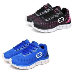Imagem de Kit 2 Tênis Infantil Feminino Evoltenn Impacto Rosa/Azul, Rosa, Azul, 