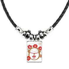 Imagem de DIYthinker Colar Japão, Flores de Cerejeira Lucky Fortune Gato, Joias Torque, Pingente de Corda de Couro