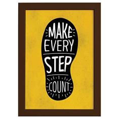 Imagem de Quadro com Frase Positiva Every Step Moldura Marrom 22x32
