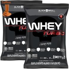 Imagem de 2X Whey Protein Concentrado Turbo Refil 907G - Kit 2X Black Skull - Ga