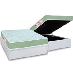Imagem de Cama Box Baú Casal: Colchão Espuma D33 Castor Sleep Max Duplo + Base CRC Courano White(138x188)