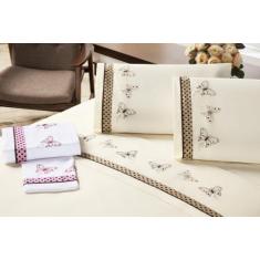 Imagem de Jogo De Cama Naturale Queen 4 Pecas - Poa Bege/Marrom - Enxovais Aquar