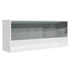 Imagem de Armário Aéreo 120cm 2 Portas Correr Vidro Neutral 1 Nicho Branco para Cozinhas Glamy, Lux e Reims Madesa