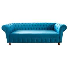 Imagem de Sofá Chesterfield Capitone Luis XV Suede Acqua 2M / Decoraçao , sala t
