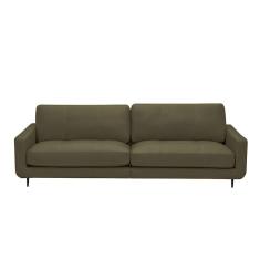 Imagem de Sofá Decorativo Isaac 3 Lugares Sala De Estar 240cm Pés Em Aço Couro Fendi