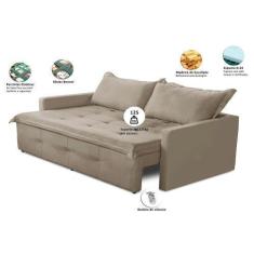 Imagem de Sofá Sem Caixa Retrátil e Reclinável 1,85m com Molas Bianca Suede Pret