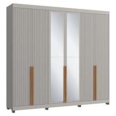 Imagem de Guarda-Roupas Casal 6 Portas com Espelhos Multimóveis CR35242, Cinza/N
