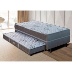 Imagem de Cama Box Solteiro Conjugada Com Auxiliar (88X188) D28 Grafite Real Des
