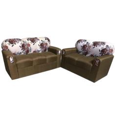 Imagem de Sofá de 2 e 3 Lugares Marrom Floral