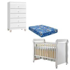 Imagem de Berço Americano Mirelle com Colchão e Cômoda Gaveteiro Ternura Baby Br