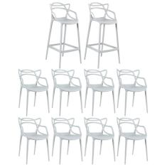 Imagem de 8 Cadeiras + 2 Banquetas Altas Masters Allegra Cinza Claro