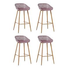 Imagem de Kit 4 Banquetas Alta Polipropileno e Aço Mônaco Fratini Cardo Camurça