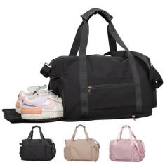 Imagem de Bolsa de ginástica feminina com compartimento para sapatos e capacidade oculta e aumentada, bolsa de viagem para mulheres, para avião, esportes, academia, natação, ioga, fim de semana, bolsa de mão,