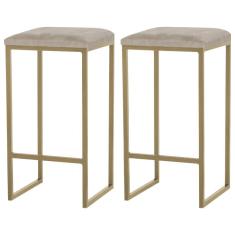 Imagem de Kit 2 Banqueta Billie Base Gold Suede Cappuccino Gran Belo