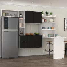 Imagem de Cozinha Compacta Com Mesa Dobrável Multimóveis Branca/Preta