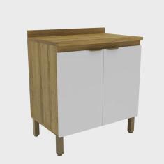 Imagem de Armário Balcão de Cozinha 80cm com Tampo 25mm e 2 Portas 2301