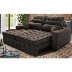 Imagem de Sofá Retrátil e Reclinável 2,00m Molas Ensacadas e Costura Tripla Cama Inbox Japão Velusoft Café