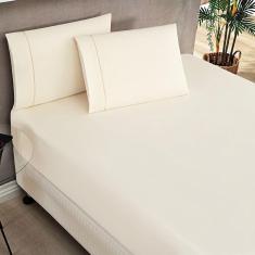 Imagem de Jogo De Lençol Kiev Solteiro Ponto Palito 2 Peças Barato - Palha