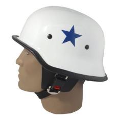 Imagem de Capacete coquinho estilo militar Branco &amp Estrela Azul Lateral Scoo