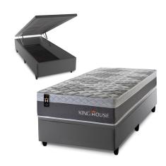 Imagem de Conjunto Box Baú Sheffield Cinza 96x203x72 c/ Molas Ensacadas