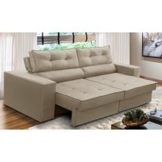 Imagem de Sofá Retrátil e Reclinável 2 lugares 1,90m com Molas Mirela Suede Bege Adonai Estofados