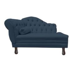 Imagem de Recamier Sofá Direito Larissa 120cm Sala Veludo Marinho - Incasa Decor