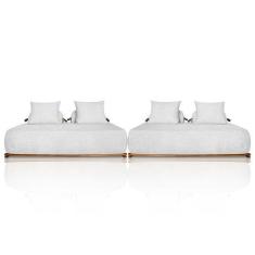 Imagem de Sofá 6 Lugares Ilha 2 Módulos 200cm Viero S06 Bouclê Branco - Mpozenat