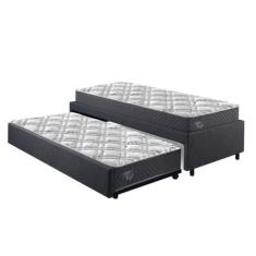 Imagem de Bicama Box Solteirão 96x203 cm Linho com Dois Colchões Adapto Molas Ensacadas Ecoflex Cinza