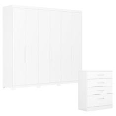 Imagem de Cômoda Astral e Guarda Roupa Casal Venice 62780PE Branco Brilho com Pés - Demóbile