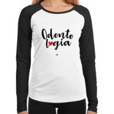 Imagem de Baby Look Raglan Odontologia Por Amor Manga Longa - Foca Na Moda