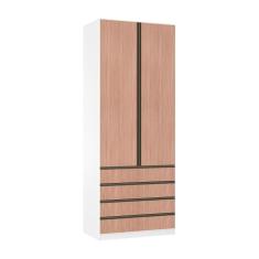 Imagem de Guarda Roupa 2 Portas 4 Gavetas 90cm Branco Ff Com Cumaru
