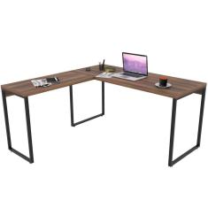 Imagem de Mesa Para Escritório Estilo Industrial Em L 150x150cm Nogal