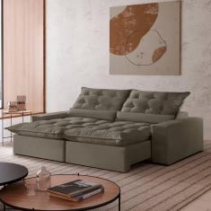 Imagem de Sofá Retrátil e Reclinável com Catraca Blindada 250cm Montano Veludo Jolie/Cinza