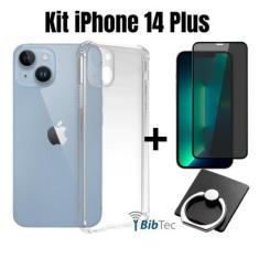 Imagem de Kit Capa Capinha Transparente + Película 3D Vidro Privacidade + Anel S