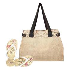 Imagem de Bolsa Com Chinelo Feminino Floral Magicc Bolsa