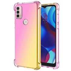 Imagem de Ueokeird Capa para Moto E20/Moto E30/Moto E40, XT2155 XT2158, capa protetora transparente e fofa gradiente fina antiarranhões flexível TPU capa protetora à prova de choque para Motorola Moto E20