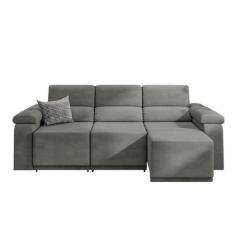 Imagem de Sofá Retrátil Desmontável Suede 2,10M 3 Lugares Fox Cinza - Selmer Est