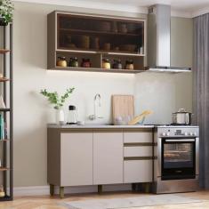 Imagem de Cozinha Compacta Connect 4 Portas 2 Gavetas com Vidro 100% Mdf Duna/Cr