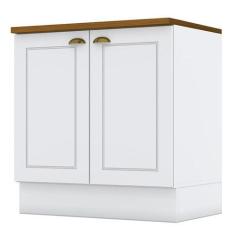 Imagem de Balcão 2 Portas 80cm Americana Branco Com Tampo Cooktop Nature - Móvei
