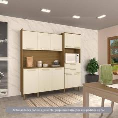 Imagem de Cozinha Compacta 10 Portas E 2 Gavetas Com Tampo Luciane Móveis Carvalho Arenas