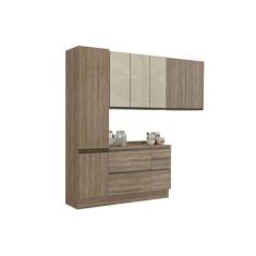 Imagem de Cozinha Modulada Kappesberg Maxxi Completa 2 Aéreos 1 Paneleiro 1 Balcão 1 Complemento 5pçs Nogal