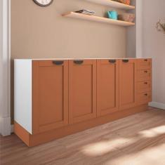 Imagem de Cozinha Modulada 2 Peças 2 Balcões Arizona Cabecasa Madeiramadeira Branco/Terracota