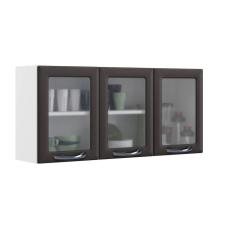 Imagem de Armário Aéreo de Cozinha Grafite 3 Portas com Vidro New Premium