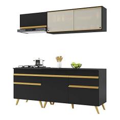 Imagem de Armário de Cozinha Compacta 190cm Veneza Multimóveis V3707 Preto/dourado