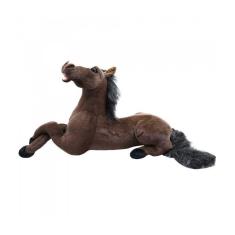 Imagem de Cavalo Realista Pelúcia Marrom Fazenda Deitado 54 Cm