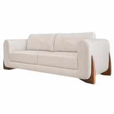 Imagem de Sofá Decorativo 2 Lugares 180cm Pés em Madeira Buzz Linho Pérola G63 - Gran Belo