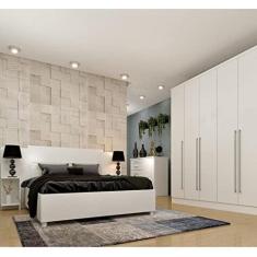 Imagem de Quarto Casal Completo Guarda Roupa 6 Portas com Cômoda Cama e Cabeceira Tcil Móveis Neve